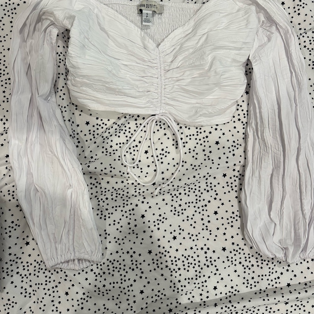 Urban Outfitters White Ruched Blouse